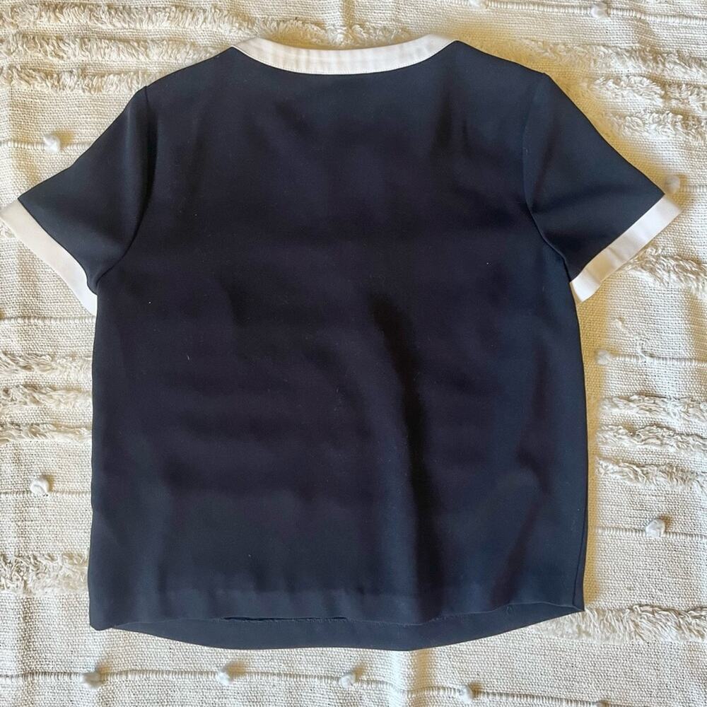 CeCe Black and White Bow School Girl Blouse small - Picture 3 of 8
